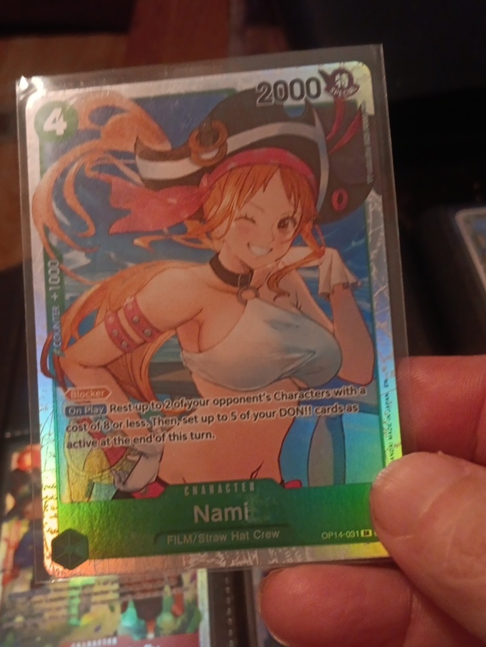 Onepiece Nami Holographic Card with Teal and Orange Accents